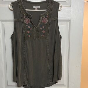 Knox Rose Floral Embroidered Sleeveless Blouse